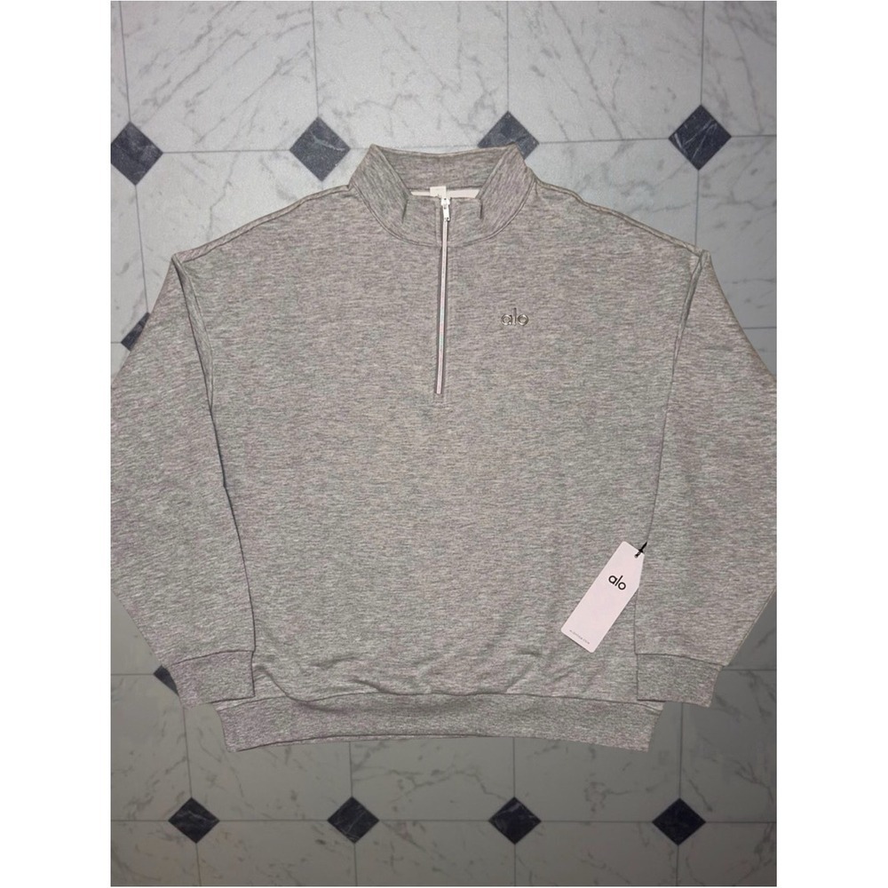 Alo Accolade Quarter Zip Heather Grey Fleece Pullover Women's NWT Size M